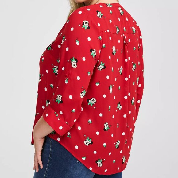 ❤️NWT VINTAGE TORRID BLOUSE - MICKEY MOUSE HARPER CHRISTMAS HOLIDAY - PLUS SIZE - Picture 3 of 9
